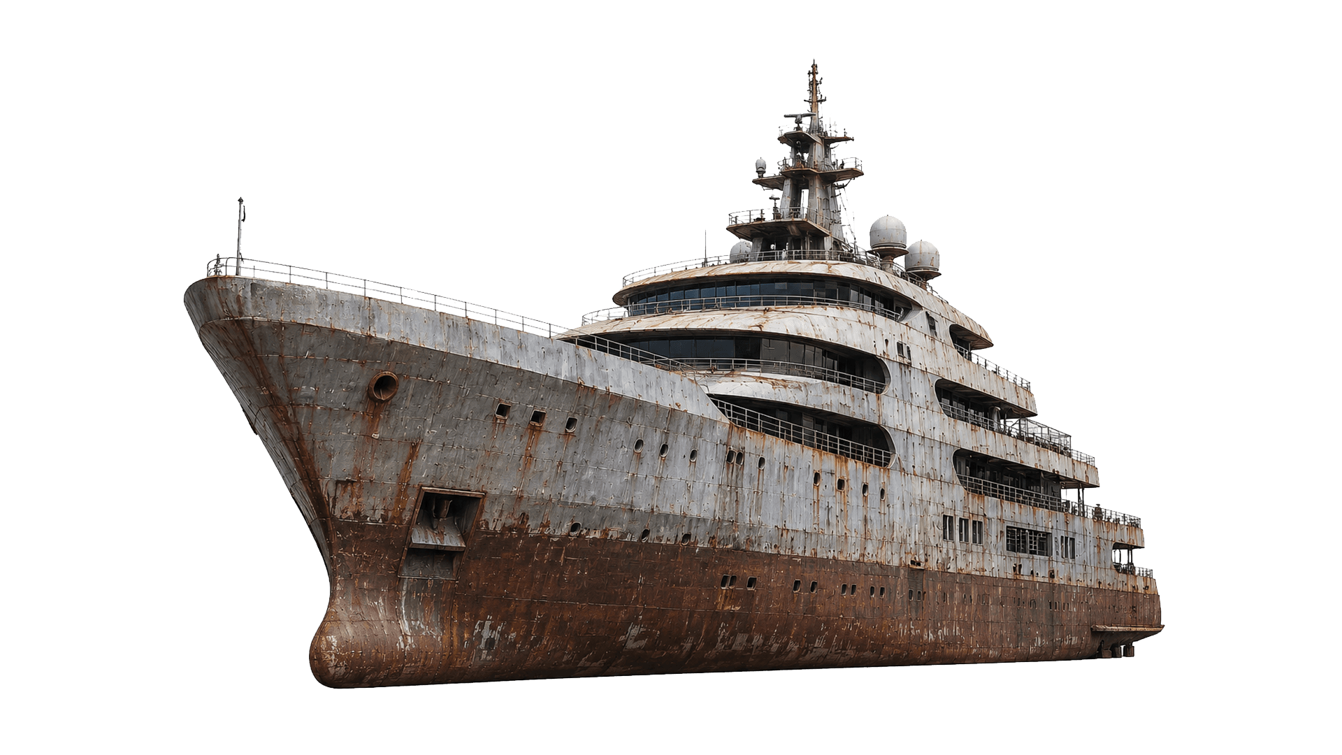 Corroded boat before Pigmenta protective coating